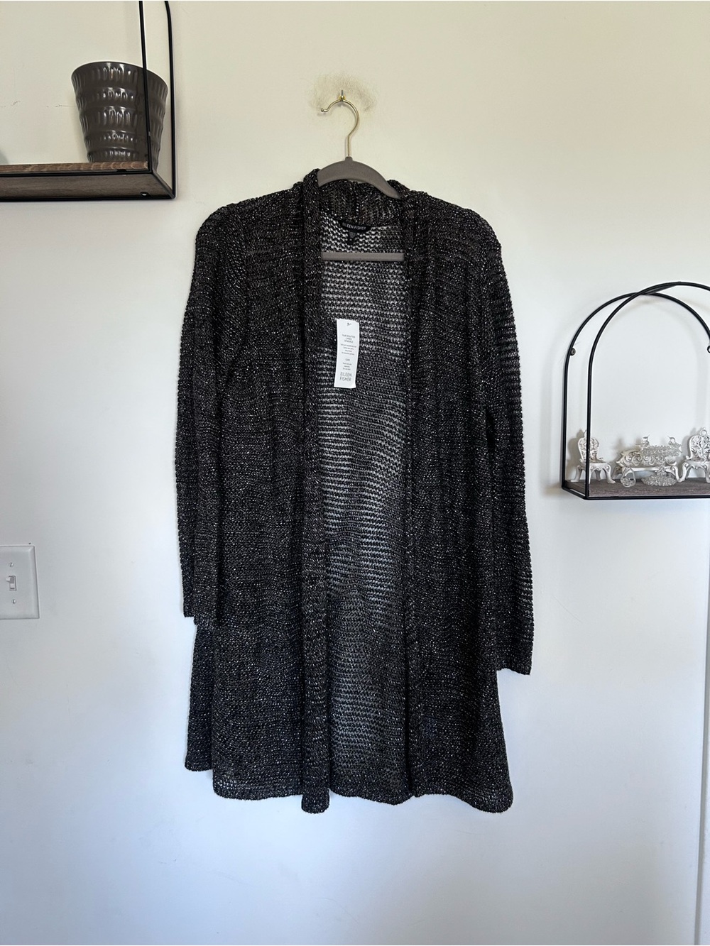 NWT Eileen Fisher Char Long Straight Cardigan Open Front Size XL